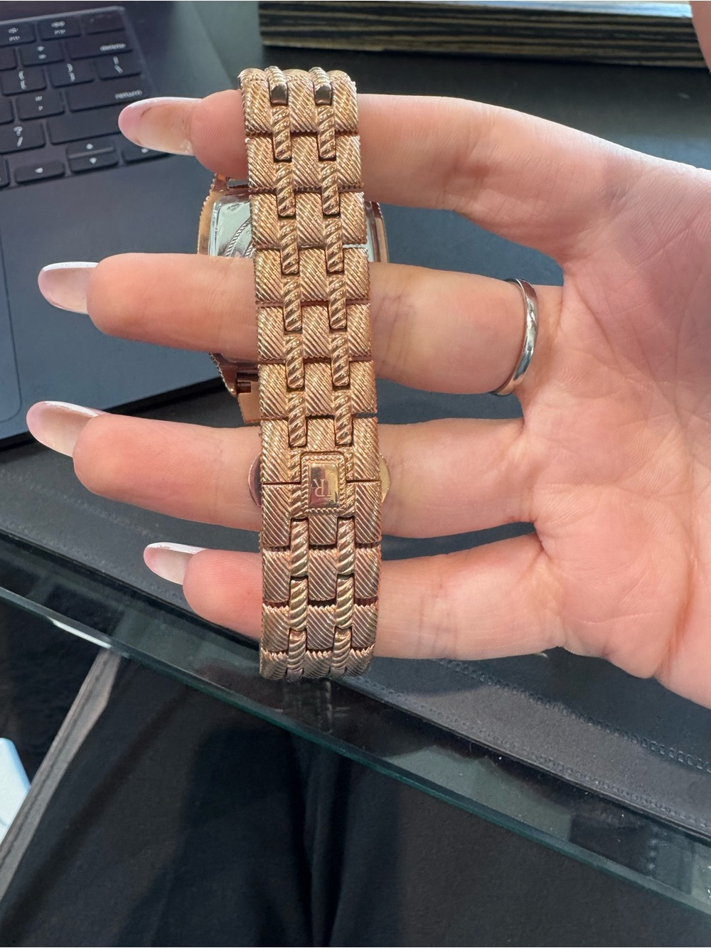 New Judith Ripka Rose-Gold Tone Lexington Cushion Watch MOP tone dial - Picture 3 of 6
